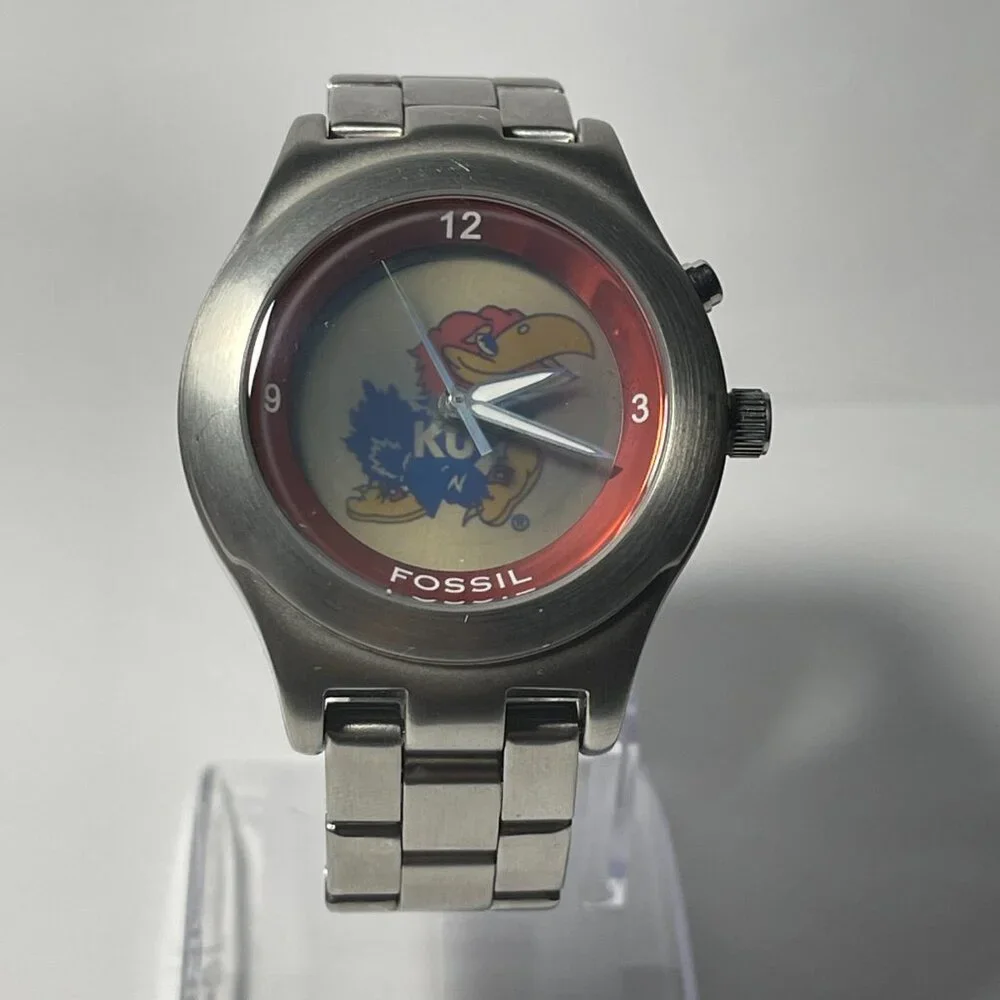 Kansas Jayhawks NCAA Stainless-Steel Kaleido Watch by Fossil NEW (RARE)